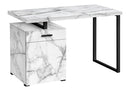 Computer Desk with Marble Look Laminate and Storage Drawers - White by HouseOfZazla
