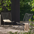Outdoor Wicker Chair With Geometric Cross Base, Set of 2 - Gray by HouseOfZazla