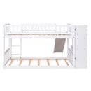Twin Over Twin Stairway Bunk Bed With Two Drawers And Slide