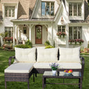 Outdoor Patio Furniture 3-Piece Conversation Set (Beige Cushion)