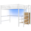 Loft Bed With Desk, Storage Staircase, Small Wardrobe And LED Light by Unique Piece Furniture