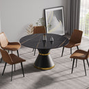 Round Modern Artificial Stone Carbon Steel Base Dining Table, Can Accommodate 6 People - Black by Unique Piece Furniture