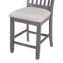 5-Piece Counter Height Dining Table Set in 2 Table Sizes with 4 Folding Leaves and 4 Upholstered Chairs for Dining Room (Gray+Beige Cushion)