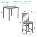 5 Piece Dining Table Set, Wooden Dining Square Table Set for 4, Counter Height Kitchen Table Set with Square Table and 4 Upholstered Chairs for Small Space, Gray