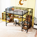 Loft Bed With Desk And Grid, Stylish Frame With Lateral Storage Ladder And Wardrobe by Unique Piece Furniture