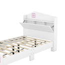 3-Pieces Bedroom Sets Twin Size House Bed with Storage Headboard, Wooden Nightstand and Storage Dresser,White