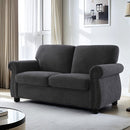 Soft Loveseat, Upholstered 2 Seater Couch, Loose Back Cushions And Turned Legs by HouseOfZazla