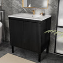Bathroom Vanity With Ceramic Sink, Floor-Standing Design, Soft-Closing Drawers by HouseOfZazla