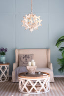 6 - Light Wood Chandelier, Hanging Light Fixture with Adjustable Chain for Kitchen Dining Room Foyer Entryway, Bulb Not Included