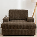 Oversized Chaise Lounge Indoor Rabbit Fur Sofa Bed With Storage Ottoman And Armrests Cup Holders With Deep Seat by Unique Piece Furniture