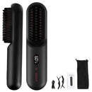 Cordless Negative Ion Hair Straightener Brush Rechargeable Mini Styling Comb with 12 Heating Levels Anti-scald 30S Preheating 30Mins Auto Sleep LCD Di