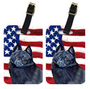 USA American Flag with Schipperke Luggage Tag
