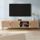 78" TV Stand For TVs Up To 85" With Closed Storage, Living Room Entertainment Center - Natural Wood by HouseOfZazla