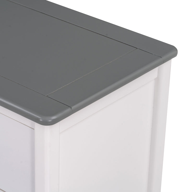 3-Pieces Bedroom Sets Full Size House Bed with Storage Headboard, Wooden Nightstand and Storage Dresser,Gray