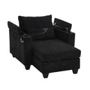 Convertible Chaise Lounge Sofa Chair With USB Ports, Cup Holders, Phone Holder And Storage by HouseOfZazla