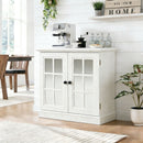 Sideboard Cabinet With Mirrored Doors, Adjustable Shelf, Metal Handles by HouseOfZazla