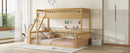 Twin XL over Queen Bunk Bed with Ladder and Guardrails, Natural