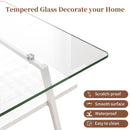 Rectangle Coffee Table, Tempered Glass Tabletop With Metal Legs, Modern Table For Living Room by HouseOfZazla