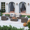 Wicker Seating Group Set With Table And Cushions by Unique Piece Furniture