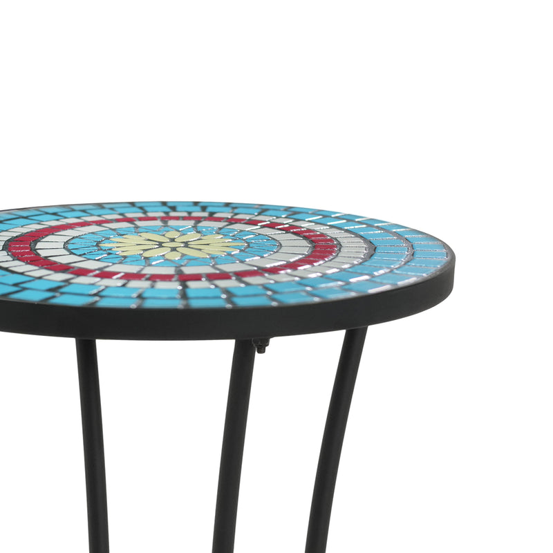 Patio Side Table with Shelf, Blue and Black, photo 10 of 10