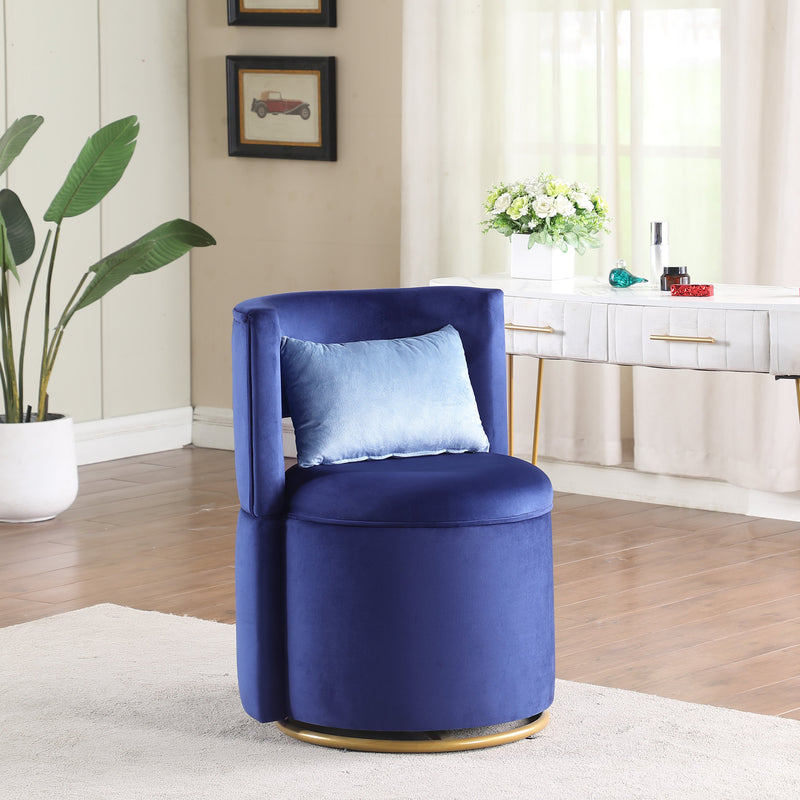 360 Swivel Accent Chair with Storage Function, Velvet Curved Chair with Gold Metal Base for Living Room, Nursery, Bedroom
