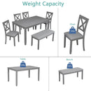 6 Pieces Kitchen Dining Set, Rectangular Wooden Dining Table With 4 Chairs And A Bench by Unique Piece Furniture