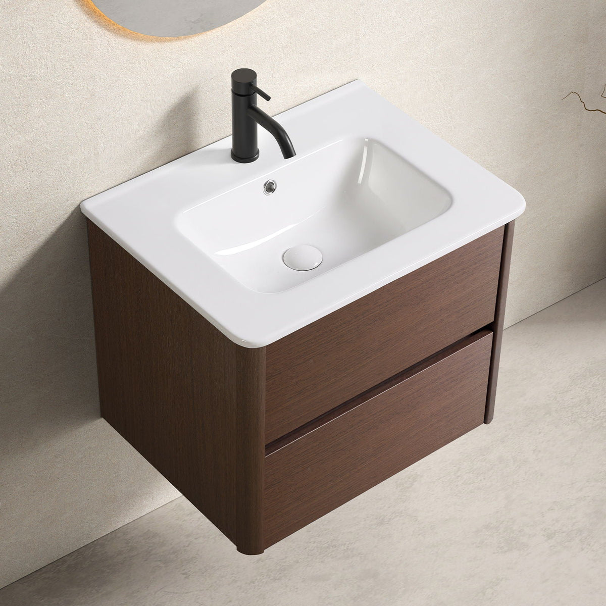 Wall Mounted Bathroom Vanity With Soft Close Drawer - Black Brown, photo 8 of 8