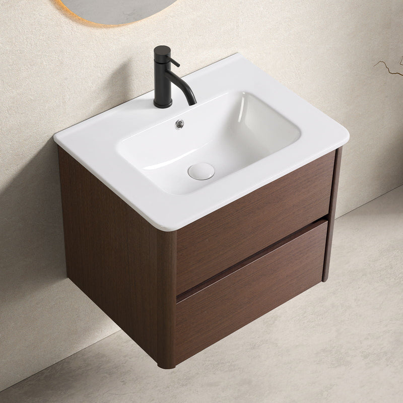 Wall Mounted Bathroom Vanity With Soft Close Drawer - Black Brown, photo 8 of 8