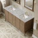 James Martin Kinnsden 72" Double Bathroom Vanity, Weathered Oak