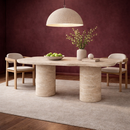 Daisy Travertine Marble Free-Form Cloud Dining Table