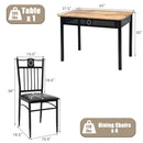 5 Pcs Dining Set Wood Metal Table and 4 Chairs with Cushions by LJGDeals