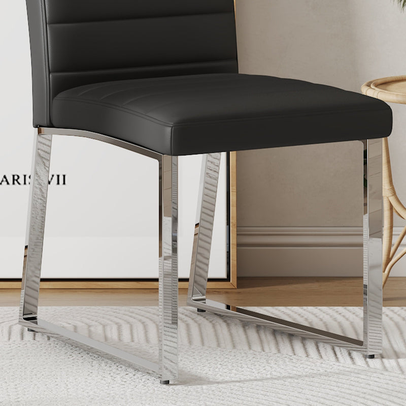 A set of 4 dining chairs, black dining chair set, PU material high backrest seats and sturdy leg chairs, suitable for restaurants, kitchens, and living rooms