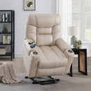 Nairi - Power Recliner With Lift, Heating & Massage - Ivory Polished Microfiber by Unique Piece Furniture