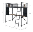 Cordelia - Twin Loft Bed With Desk - Antique Oak, Sandy Black & Dark Bronze Hand-Brushed