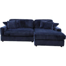 Modern Corduroy Blue Corner sofa Sleeper Sofa Couch With Comfy Deep Seat& 6 Pillows