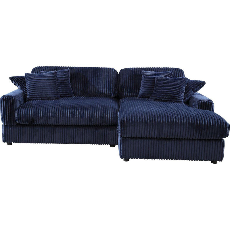 Modern Corduroy Blue Corner sofa Sleeper Sofa Couch With Comfy Deep Seat& 6 Pillows