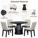 5-piece Dining Set Retro Round Table with 4 Upholstered Chairs for Living Room, Dining Room (Black)