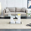 A rectangular modern and fashionable coffee table with tempered glass tabletop and white MDF legs. Suitable for living room.47.2"x25.5"x18"