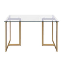 47" Iron Dining Table with Tempered Glass Top, Clear