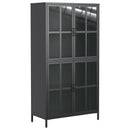 Premium Metal Storage Cabinet With Tempered Glass Doors, Adjustable Shelves, And Anti Tipping Device - Black