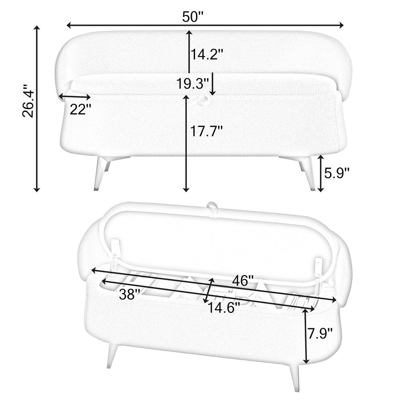 Walker Edison | Teddy Multi-Functional Bench Storage Loveseat