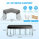 13x20 FT Metal Carport,Garage with Upgraded Triangle Reinforced Frame&4 Poles,Galvanized Steel Hardtop Roof,Heavy-Duty All-Weather Shelter for Car,Truck,Boat,Outdoor Storage by Montret