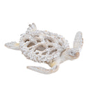 13.2x12.2x3.9' Decorative Polyresin Turtle Statue with White Coral Reef Design by HouseOfZazla