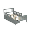 Platform Bed With Guardrails On Both Sides And 2 Storage Drawers by HouseOfZazla