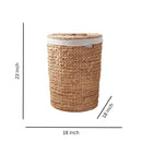 Ludmilla Round Tall Water Hyacinth Woven Wicker Laundry Hamper With Lid - For Clothes, Toys And Book Storage With Removable Liner - 18" X 18" X 23" - Natural Brown by HouseOfZazla