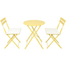 3 Pieces Patio Bistro Balcony Metal Chair Table Set - Yellow