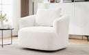 360° Swivel Barrel Sofa Chair with Throw Pillow, Chenille Upholstered Accent Chair, Beige, 38.2'