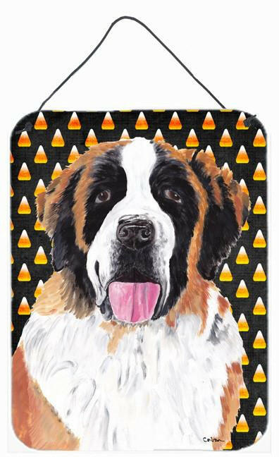 Saint Bernard Candy Corn Halloween Portrait Wall or Door Hanging Prints