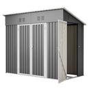 4x8 Slope-Roof Reinforced Storage Shed with Weatherproof Sloping Roof & 4 Air Vents, Heavy-Duty Sturdy Metal Frame, Left/Right Optional Door, Outdoor Tool Shed Warehouse for Garden Storage Pet House by Montret
