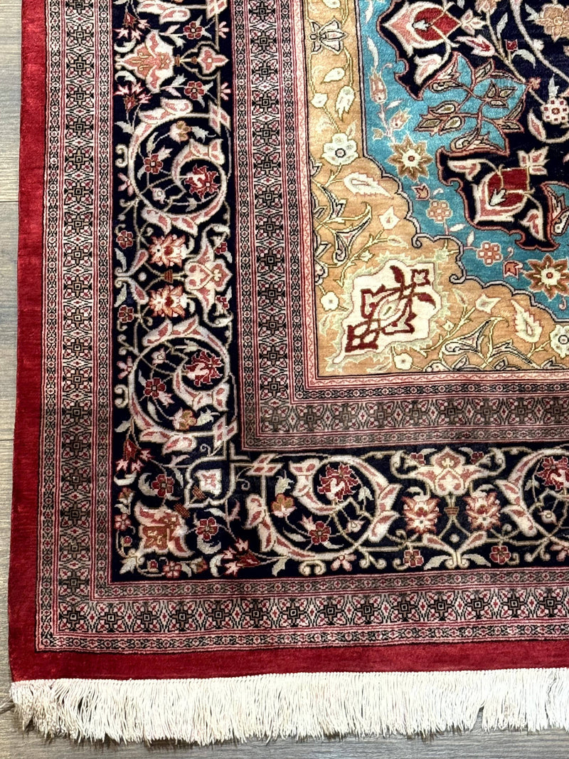 Magnificent Persian Qum Silk Rug 3x5, Exceptionally Fine 780 KPSI, Signed, Rare